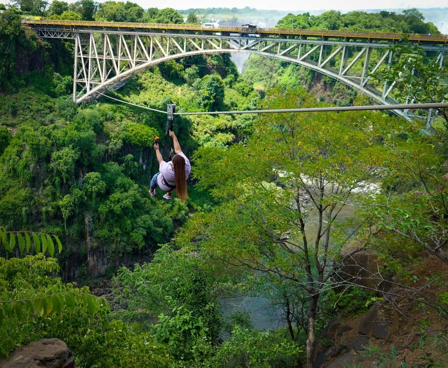 From Victoria Falls: Zip Line from the Victoria Falls Bridge - The launch from the Zambian side