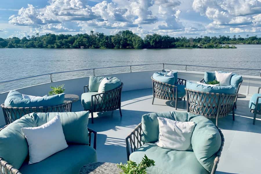 Luxury Cruise : Sunset Boat Cruise on The Zambezi Explorer - Finding your place on the three-deck Zambezi Explorer