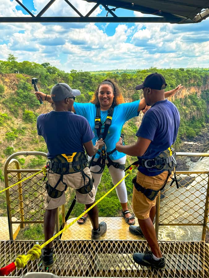 Victoria Falls Bridge Bungee Jump - Four seconds of freefall from the bridge