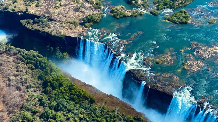 Victoria Falls:Explore the Zambezi Helicopter Experience - Seeing the Zambezi open at Long Island